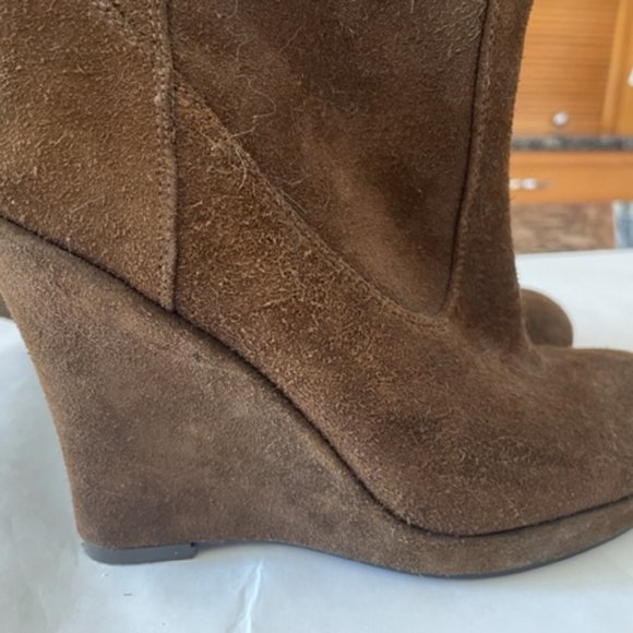 JLo by Jennifer Lopez, Copper Colored Suede to the calf wedged boots - Picture 5 of 5